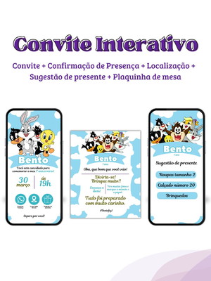 Combo encanto - convite interativo + placa de mesa
