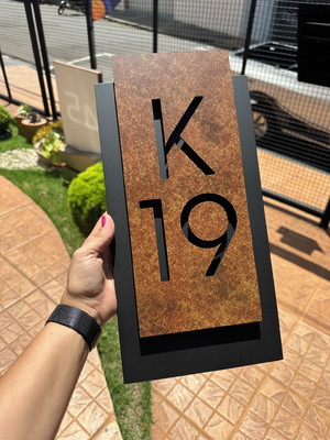 Número para casa acm com acm corten - 3 dígitos 20x40