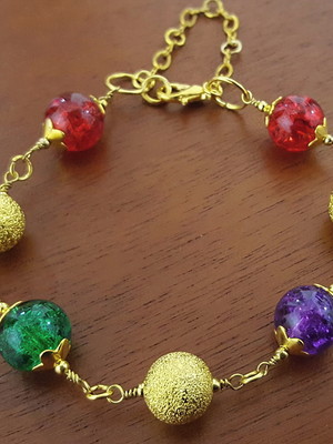 Pulseira banhada com cristal fusion colorido