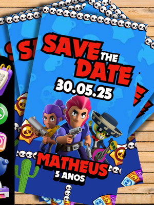 Convite brawl stars digital save the date
