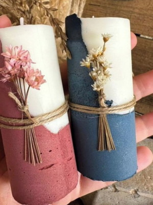 Vela aromática com acabamento em cimento - personalizada