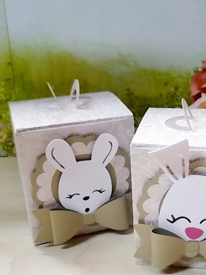 Caixa cubo coelhinho + 4 arquivos a sua escolha