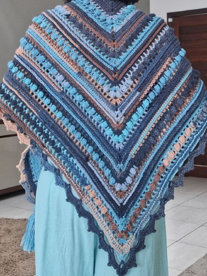 Xale em croche azul