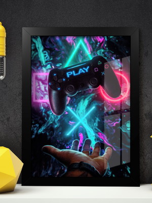 Quadro gamer a4 com moldura com vidro