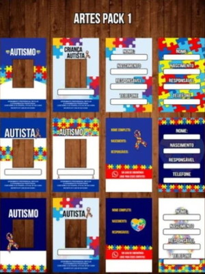 Crachá autismo & tdah identificação 100% editável pack