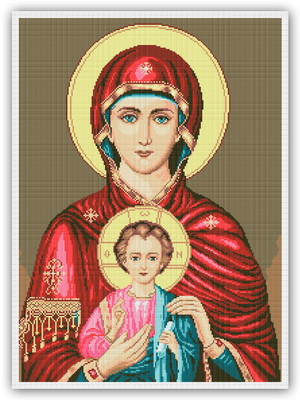 Ícone maria e jesus - gráfico ponto cruz