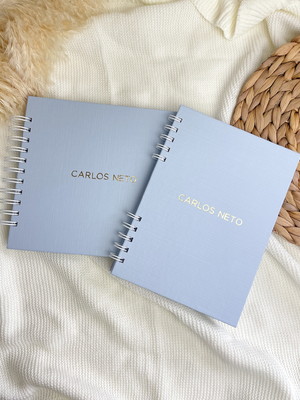 Kit livro do bebê + caderneta de vacinação linho azul claro