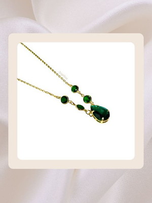 Colar com zircônia verde esmeralda folheado à ouro 18k