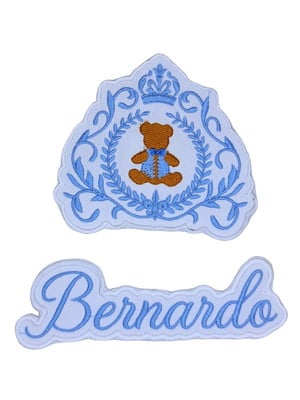 Patch aplique bordado termocolante brasão ursinho e nome