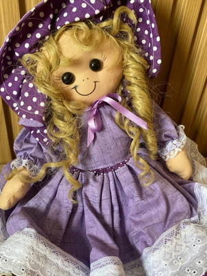 Boneca de pano roxa cabelo kanechon
