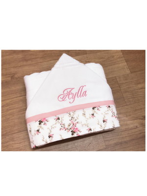 Toalha de banho para bebê personalizada floral / jardim