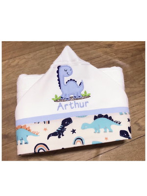Toalha de banho para bebê personalizada dinossauro