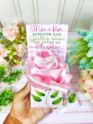 Lembrancinha dia das mães com touca de cetim
