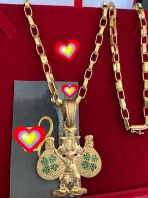 Cordão tijolinho 6mm pingente tio patinhas moeda antiga