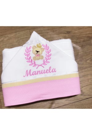 Toalha de banho para bebê personalizada ursa princesa