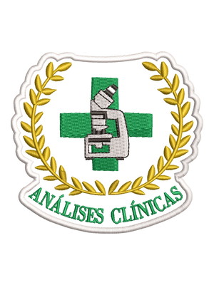 Patch bordado termocolante brasão analises clininica e nome