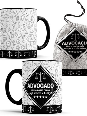 Caneca profissão advocacia advogado com saquinho