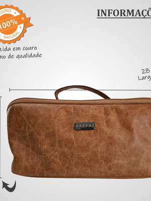 Necessaire couro 178-r personalizada raffai couros caramelo