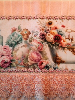 Toalha de lavabo com renda guipir