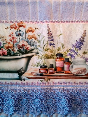 Toalha de lavabo com renda guipir