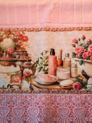 Toalha de lavabo com renda guipir