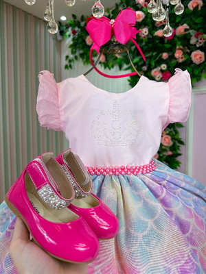 Vestido infantil fundo do mar furta cor sereia