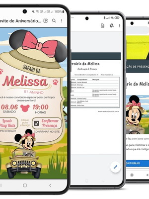 Convite interativo safari da minnie - sistema confirmar pres