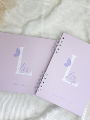 Kit livro do bebê + caderneta de vacinação | borboleta