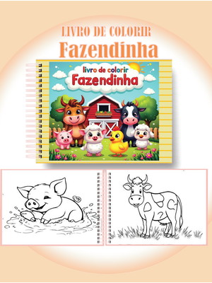 Arquivo digital livro de colorir fazendinha fofo