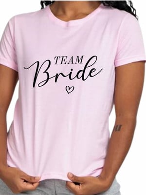 Camiseta rosa - team bride escrita preta