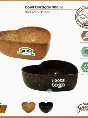 Bowl super coração 500ml green com serigrafia - mod. 407g