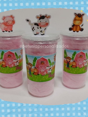 Algodão doce no copo - fazendinha rosa