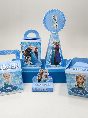 Kit festa frozen pegue e monte - 30 lembrancinhas