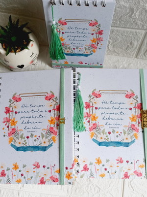 Kit wild flower - agenda 2026 + caderno + bloquinho