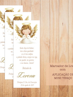 Marcador livro batizado com mini terço