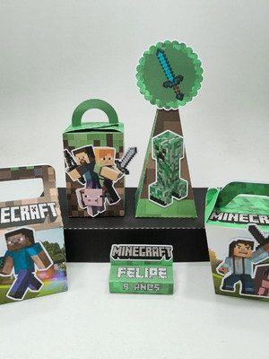 Kit festa minecraft pegue e monte- 50 lembrancinhas