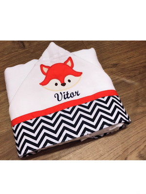 Toalha de banho para bebê personalizada raposa