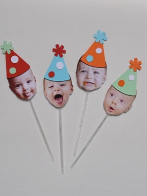 Topper rostinhos c/ chapéu de festa