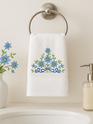 Toalha de lavabo bordada com guipir