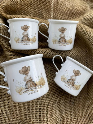 Canecas de alumínio 100ml personalizadas tema fazendinha
