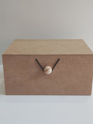 4 caixas com botão e elástico mdf cru