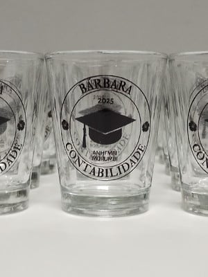Copo dose shot de vidro com rótulo personalizado
