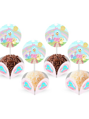 80 forminhas galinha pintadinha rosa + 80 topper com palito