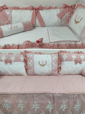Kit berço+ cama babá/ luxo (15 pçs)- liz