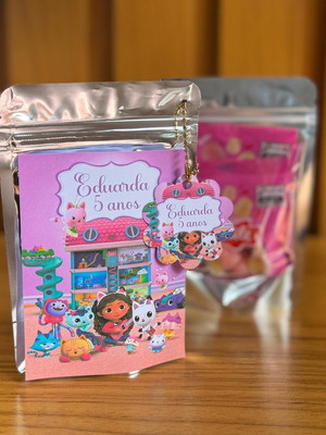 Saquinho metalizado zip lock personalizado casa da gaby