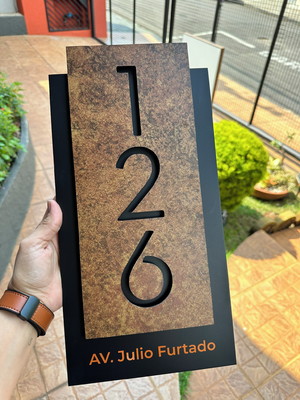 Número para casa acm com acm corten - 3 dígitos 20x40