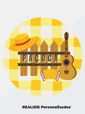 Adesivo de paçoca com chapéu e violão