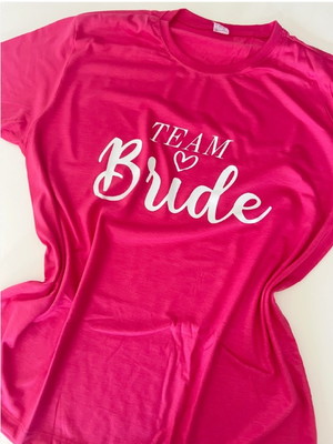 Camiseta rosa pink team bride