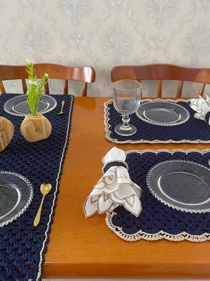 Jogo americano boho _ 4 lugares _ com trilho de mesa e pg
