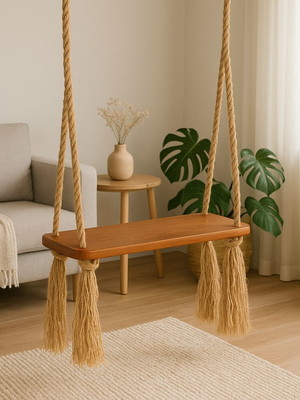 Balanço com corda para crianças, adultos e decoração madeira